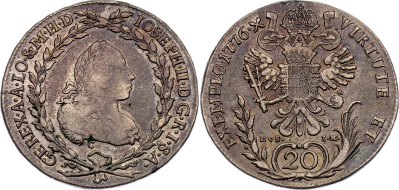 Austria 20 Kreuzer 1776 C EVS IK

KM# 2067.1, N# 22599; Silver 6.68 g.; Joseph...