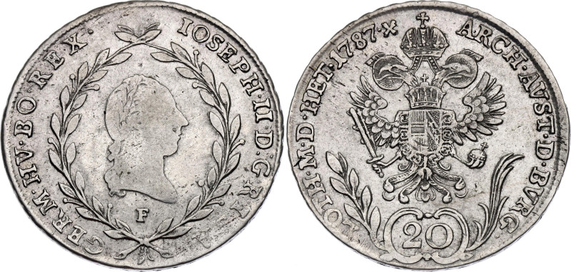 Austria 20 Kreuzer 1787 F

KM# 2068.2, N# 89654; Silver 6.68 g.; Joseph II; Ha...