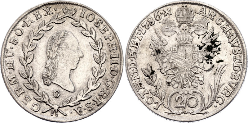 Austria 20 Kreuzer 1786 G

KM# 2069, N# 20762; Silver 6.68 g.; Joseph II; Baia...