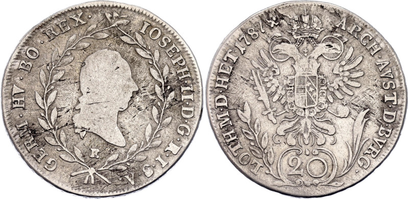 Austria 20 Kreuzer 1787 E

KM# 2069, N# 20762; Silver 6.68 g.; Joseph II; Alba...