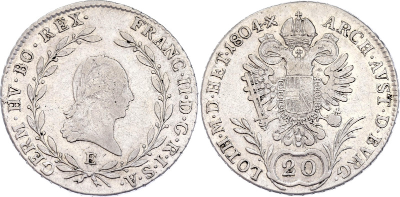 Austria 20 Kreuzer 1804 E

KM# 2139, N# 22610; Silver 6.68 g.; Franz II; Alba ...