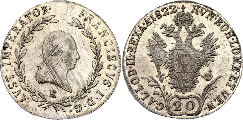 Austria 20 Kreuzer 1822 E

KM# 2143, N# 19931; Silver 6.68 g.; Franz I; Alba I...