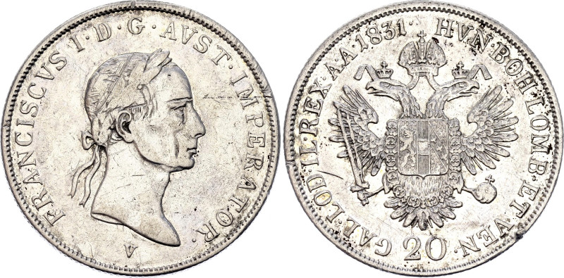 Austria 20 Kreuzer 1831 V

KM# 2147, N# 14712; Silver 6.68 g.; Franz I; Venice...