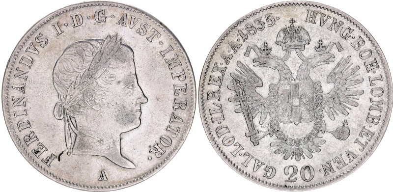 Austria 20 Kreuzer 1835 A

KM# 2207, N# 33660; Silver 6.68 g.; Ferdinand I; Vi...