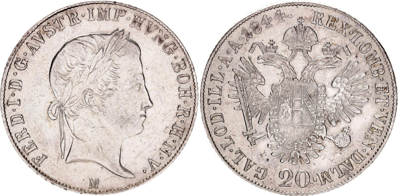 Austria 20 Kreuzer 1844 M

KM# 2208, N# 18459; Silver 6.68 g.; Ferdinand I; Mi...