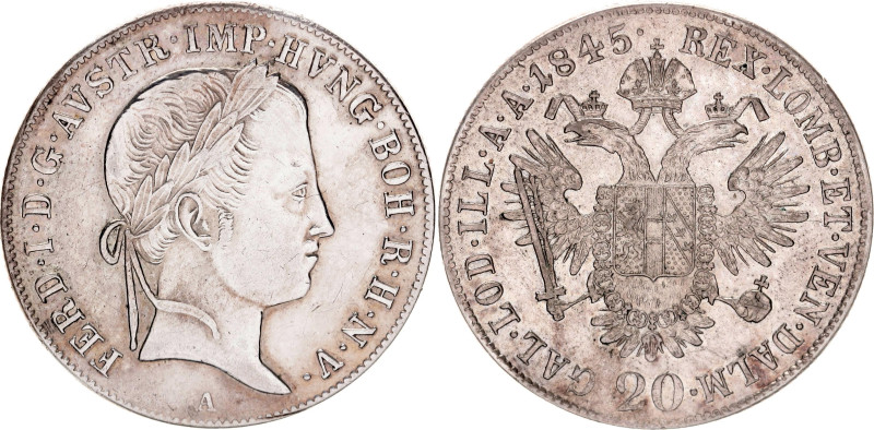 Austria 20 Kreuzer 1845 A

KM# 2208, N# 18459; Silver 6.68 g.; Ferdinand I; Vi...