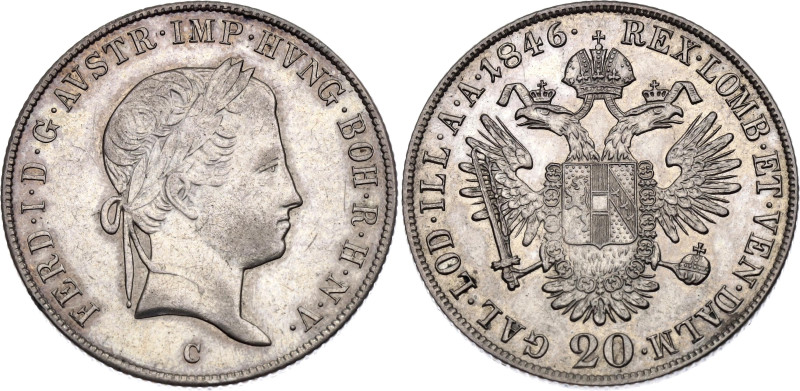 Austria 20 Kreuzer 1846 C

KM# 2208, N# 18459; Silver 6.68 g.; Ferdinand I; Pr...