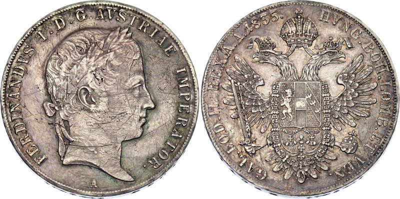 Austria 1 Taler 1835 A

KM# 2239, N# 33662; Silver 27.86 g.; Ferdinand I; XF; ...