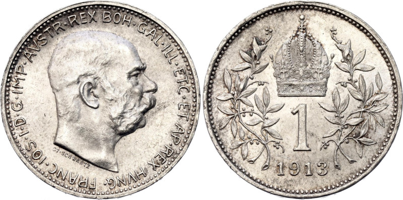 Austria 1 Corona 1913

KM# 2820, N# 7003; Silver 5.00 g.; Franz Joseph I; UNC ...