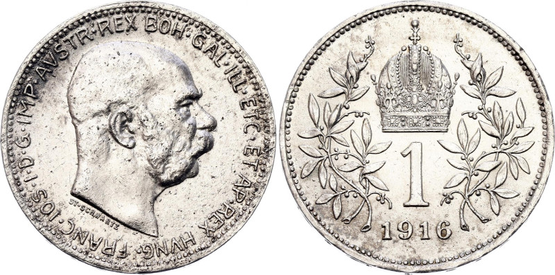 Austria 1 Corona 1916

KM# 2820, N# 7003; Silver 5.00 g.; Franz Joseph I; UNC ...