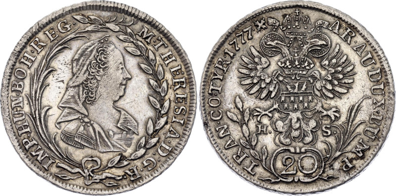 Hungary Transylvania 20 Kreuzer 1777 HS

KM# 656, N# 48237; Silver 6.68 g.; Ma...