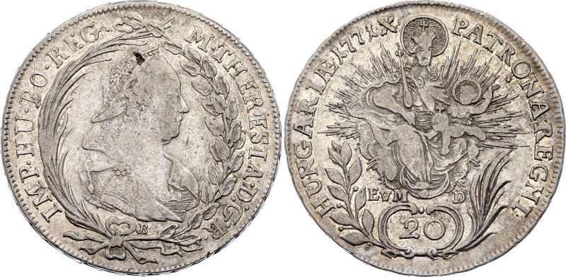 Hungary 20 Krajczar 1771 B EVM D

KM# 381.1, N# 48236; Silver 6.68 g.; Maria T...