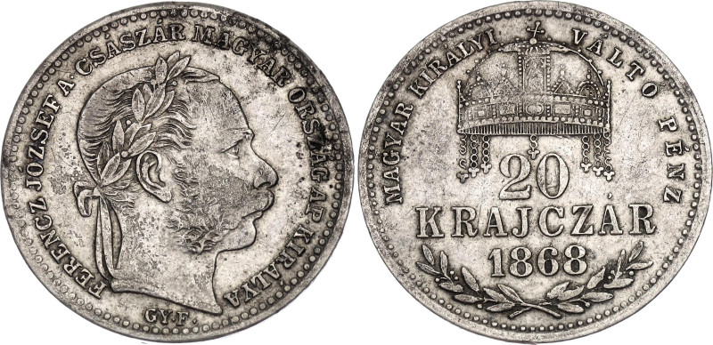 Hungary 20 Krajczar 1868 GYF

KM# 446.2, N# 20875; Silver 2.66 g.; Franz Josep...