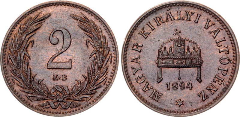 Hungary 2 Filler 1894 KB

KM# 481, N# 4679; Bronze; Franz Joseph I; Kremnitz M...