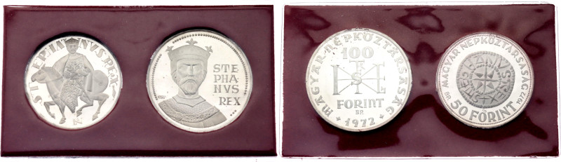 Hungary Proof Set 50 - 100 Forint 1972 BP.

KM# PS12 (KM# 596 & 597); Silver 3...