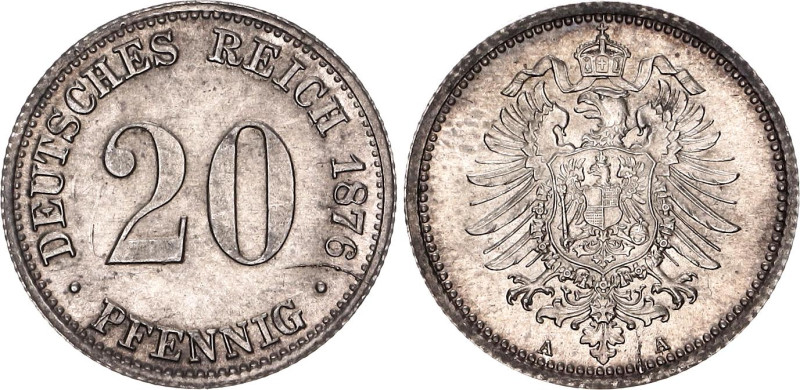 Germany - Empire 20 Pfennig 1876 A

KM# 5, AKS# 8, J. 5, N# 6586; Silver 1.12 ...