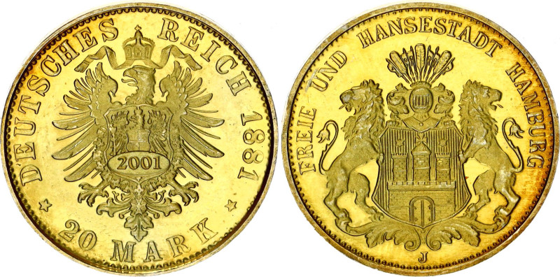 Germany - Empire Hamburg 20 Mark 1881 J (2001) Restrike

KM# 602, J# 210, N# 2...