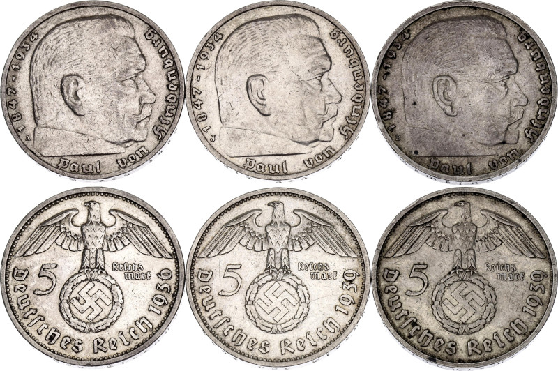 Germany - Third Reich 3 x 5 Reichsmark 1939 B - J

KM# 94, AKS# 28, J# 367, N#...