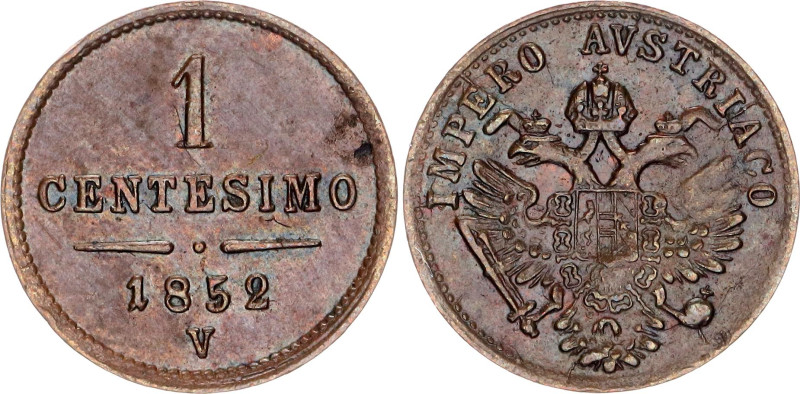 Italian States Lombardy-Venetia 1 Centesimo 1852 V

C# 29.2, N# 19467; Copper;...