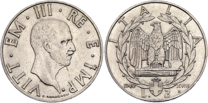 Italy 2 Lire 1940 (XVIII) R

KM# 78a, N# 15573; Non-magnetic; Stainless steel;...