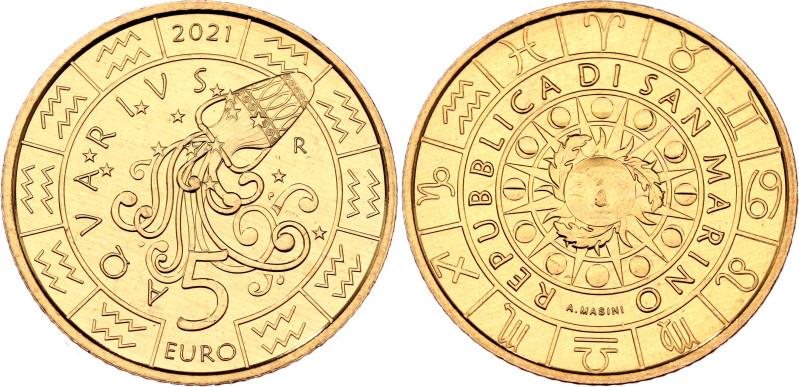 San Marino 5 Euro 2021 R

KM# 603, N# 305148; Aluminium bronze; Signs of the Z...