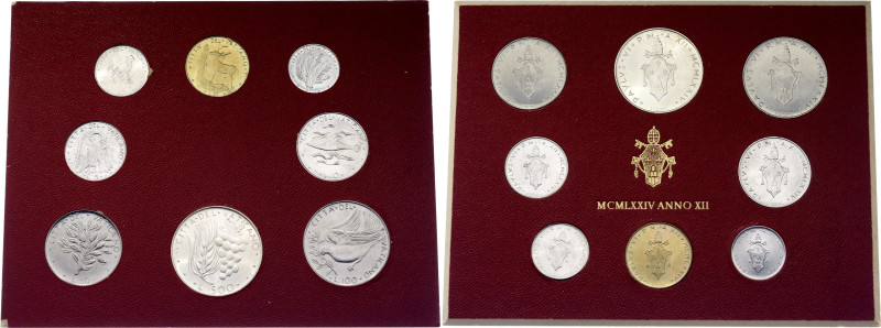 Vatican Annual Mint Set of 8 Coins 1974 (XII)

KM# MS78; With Silver; Paul VI;...