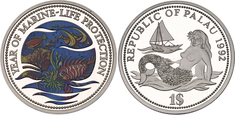 Palau 1 Dollar 1992

KM# 1, N# 22007; Copper-nickel. Proof; Marine Life Protec...