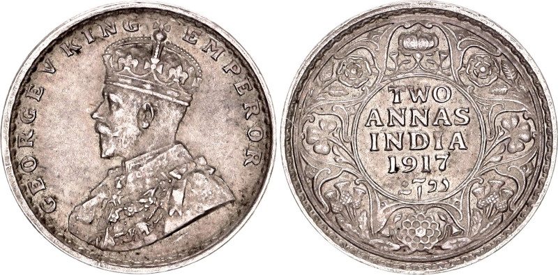 British India 2 Annas 1917

KM# 515, N# 11483; Silver 1.46 g.; George V; Calcu...