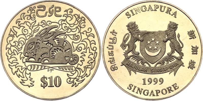 Singapore 10 Dollars 1999

KM# 167, N# 43247; Copper-nickel, Prooflike; Lunar ...