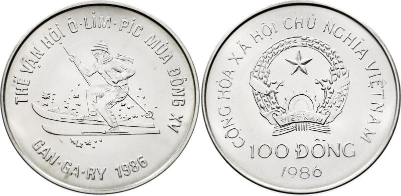 Vietnam 100 Dong 1986

KM# 23, N# 40535; Silver 6 g.; 1988 Winter Olympics, Ca...