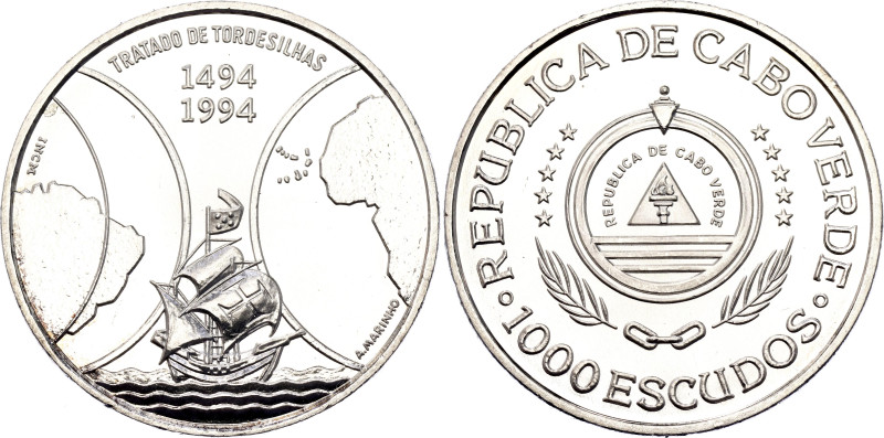 Cabo Verde 1000 Escudos 1994

KM# 26, N# 11929; Silver 28.03 g.; 500th Anniver...