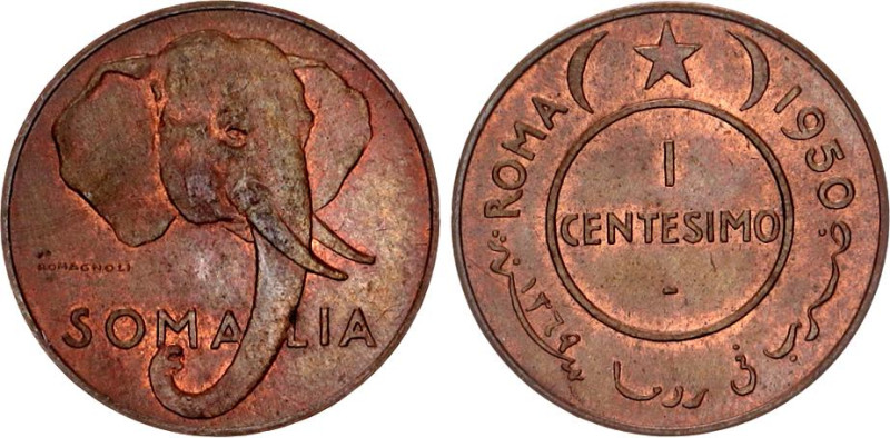 Italian Somaliland 1 Centesimo 1950

KM# 1, Schön# 1, N# 9197; Brass; Rome Min...