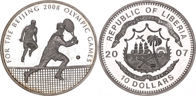 Liberia 10 Dollars 2007

Silver 19.94 g., Proof; Olympic Games in Beijing; Wit...