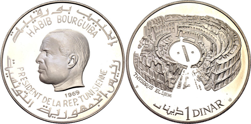 Tunisia 1 Dinar 1969 FM NI

KM# 300, N# 35753; Silver 20.15 g., Proof; History...