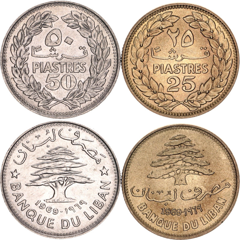 Lebanon 25 - 50 Piastres 1969

KM# 27.1, 28.1; UNC