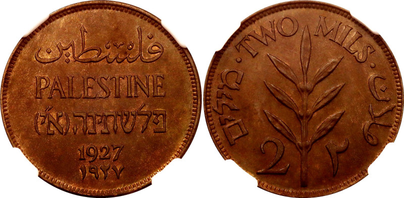 Palestine 2 Mils 1927 NGC MS65 BN

KM# 2, Aharoni# 2, N# 6641; Bronze; British...