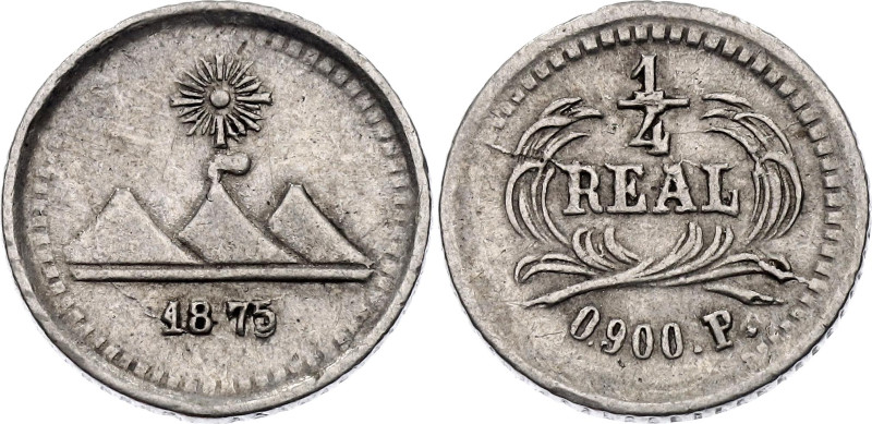 Guatemala 1/4 Real 1875 P

KM# 146, N# 25306; Silver; XF