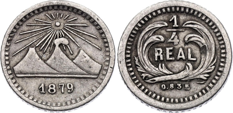 Guatemala 1/4 Real 1879

KM# 151, N# 26389; Silver; XF