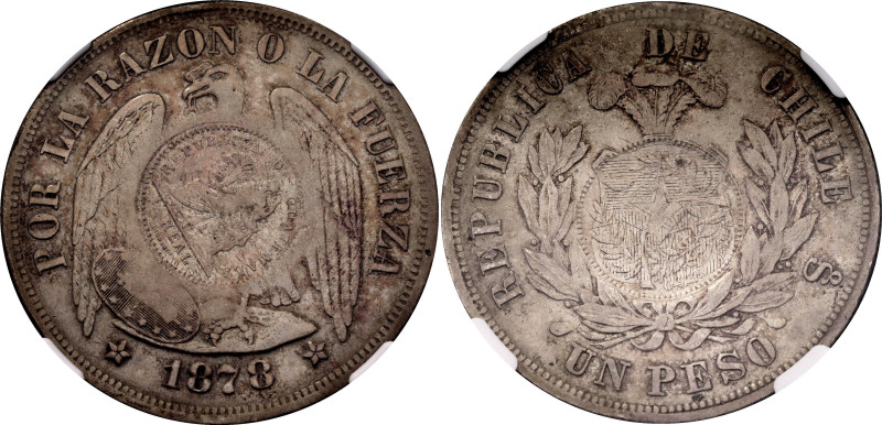 Guatemala 1 Peso 1894 (1878) Counterstamped Coinage NGC VF30

KM# 216, N# 1725...