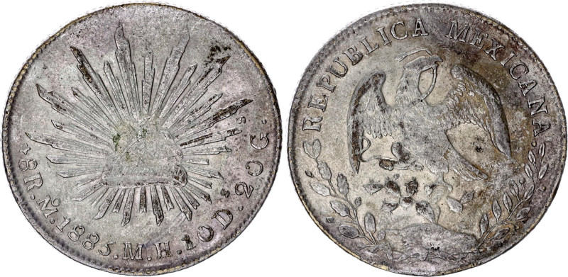 Mexico 8 Reales 1885 Mo MH

KM# 377.10, N# 7394; Silver 24.22 g.; Mexico Mint;...