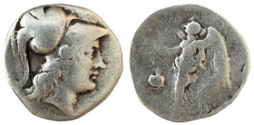 PAMPHYLIA. Side. Drachm (Circa 205-100 BC).
Obv: Helmeted head of Athena right.
Rev: Nike advancing left, holding wreath; to left, pomegranate above C...