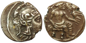 Cilicia, Uncertain, AR Obol, , 4th century BC.
Obv: Helmeted head of Athena right.
Rev: Baaltars seated right on throne, holding eagle and sceptre.
Re...