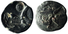 PONTOS. Uncertain. Ae (Circa 130-100 BC).
Obv: Bashlyk left; bow to right.
Rev: Eight-pointed star (or comet).
Cf. SNG BM Black Sea 977-9; HGC 7, 3...