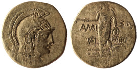 PONTOS.Amisos.Time of Mithradates VI.(Circa 105-85 BC).Ae.

Obv : Helmeted head of Athena right.

Rev : AMIΣOY; Perseus standing facing, wearing p...