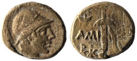 Pontos, Amisos. Under Mithradates VI Eupator (85-65 BC)
Obv: Helmeted head of Athena right
Rev: AMIΣOY, sword in sheath; star with crescent to upper l...