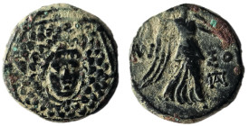 Pontos, Amisos. Mithradates VI (120-63 BC) AE local civic issue under Mithradates VI
Obv: Facing Gorgonion as boss of fleece (aegis)-covered, octagona...