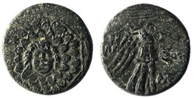 Pontos, Amisos. Mithradates VI (120-63 BC) AE local civic issue under Mithradates VI
Obv: Facing Gorgonion as boss of fleece (aegis)-covered, octagona...