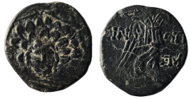 Paphlagonia, Sinope,AE Struck under Mithradates VI,Circa 105-90 or 90-85 BC. 
Obv: Aegis with gorgoneion.
Rev: [ΣΙΝ] – ΩΠΗΣ, Nike advancing right, hol...