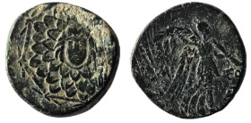 Pontos, Amisos. Mithradates VI (120-63 BC) AE local civic issue under Mithradates VI
Obv: Facing Gorgonion as boss of fleece (aegis)-covered, octagona...