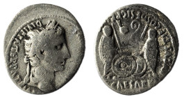 Augustus (27 BC-AD 14) AR Denarius Lugdunum (Lyon) 2 BC-AD 12.
Obv: CAESAR AVGVSTVS DIVI F PATER PATRIAE, laureate head right
Rev: C L CAESARES in exe...